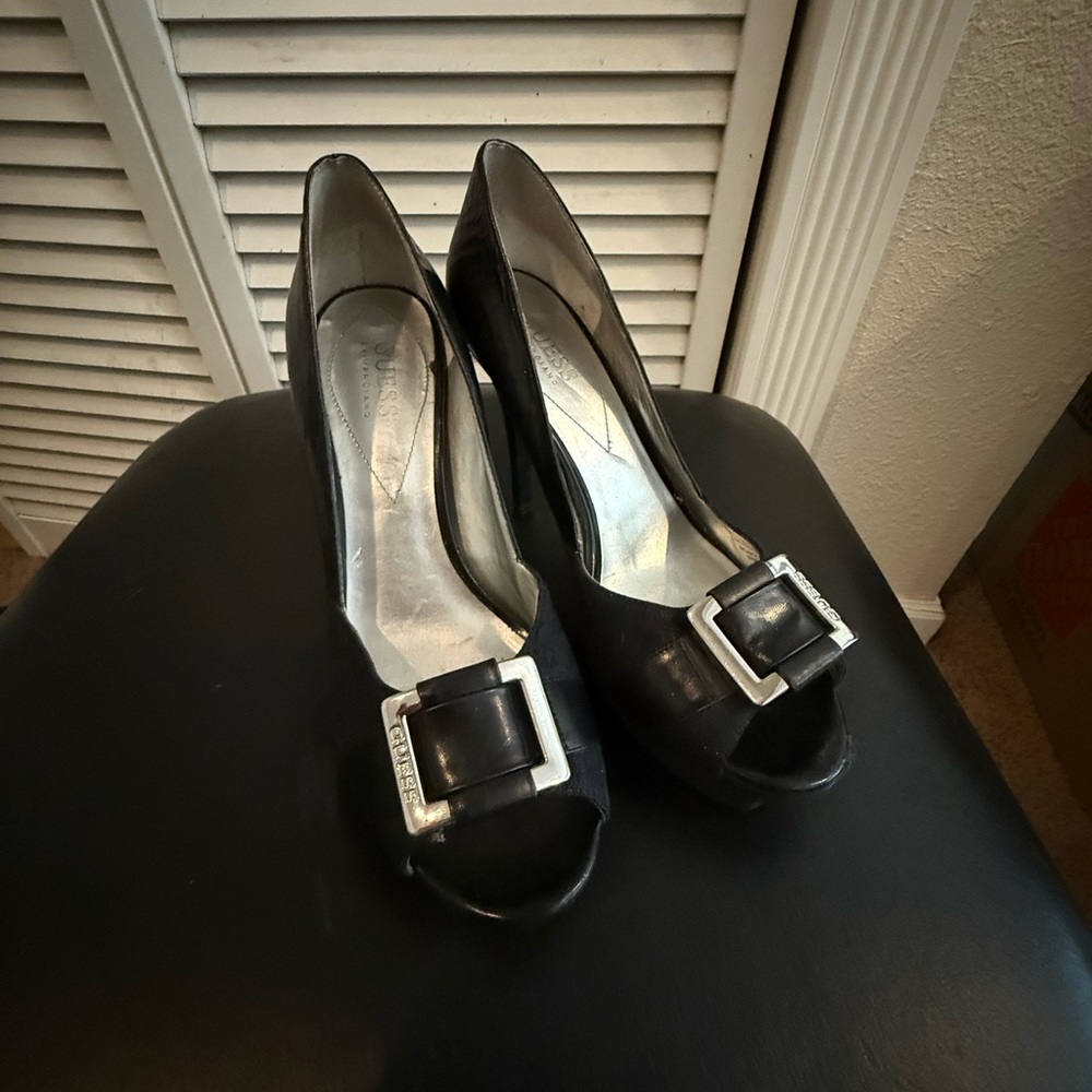 Elegant Black Peep-Toe Heels